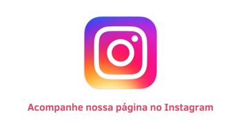 Na imagem tem o símbolo do Instagram e suas cores comuns atuais e uma frase que remete a acompanhar a página de São Miguel Paulista no Instagram